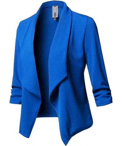 Women's 's Fall Blazers 2023 Color Solid Open Front Cardigan Long Sleeve Casual Jacket Coat Blazers, S-5XL Ra3-blue $10.13 Bl...