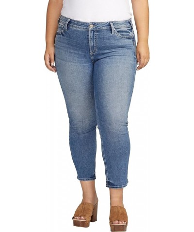 Women's Plus Size Elyse Mid Rise Straight Leg Crop Jeans Indigo $23.68 Jeans