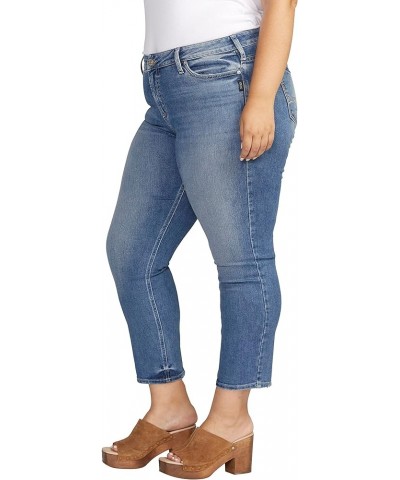 Women's Plus Size Elyse Mid Rise Straight Leg Crop Jeans Indigo $23.68 Jeans