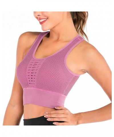 High Impact Seamless Sports Bra for Women Cut Out Back Removable Padded Yoga Venting Crop Tank Tops Pink New $7.64 Lingerie