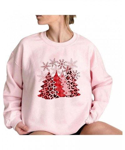 Pink Christmas Sweatshirts for Women Funny Cute Gnomes Santa Oversized Long Sleeve Shirts Vacation Pullovers Xmas Gift 08 Pin...