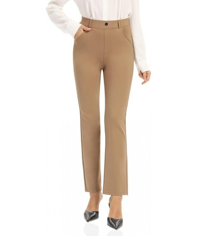 Dress Pants for Women Business Casual Stretch Pull On Women's Work Pants with Pockets Straight & Skinny Leg Khaki-straight-27...