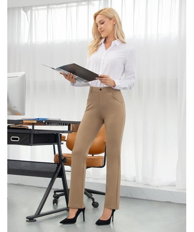 Dress Pants for Women Business Casual Stretch Pull On Women's Work Pants with Pockets Straight & Skinny Leg Khaki-straight-27...