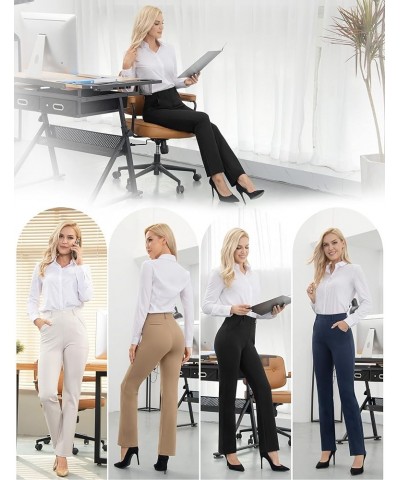 Dress Pants for Women Business Casual Stretch Pull On Women's Work Pants with Pockets Straight & Skinny Leg Khaki-straight-27...