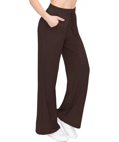 Palazzo Pants for Women - Casual Flowy Wide Leg Lounge Pants Rng128 / Brown $10.68 Activewear