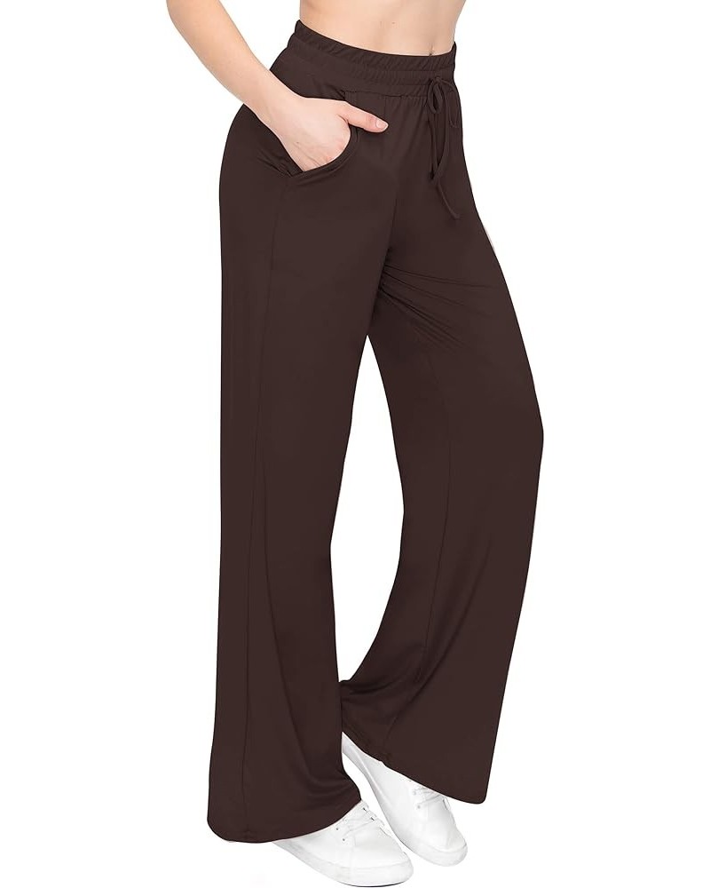 Palazzo Pants for Women - Casual Flowy Wide Leg Lounge Pants Rng128 / Brown $10.68 Activewear