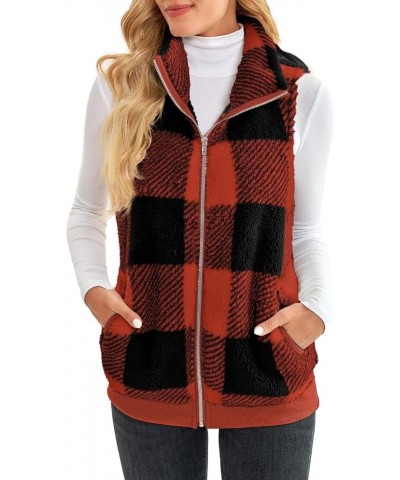 Vests for Women Fashion Fleece Jacket Sleeveless Coats Zip Up Cardigan Womens Vests in Outerwear with Pockets A-wine Red $17....