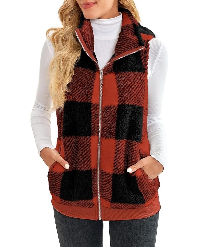 Vests for Women Fashion Fleece Jacket Sleeveless Coats Zip Up Cardigan Womens Vests in Outerwear with Pockets A-wine Red $17....