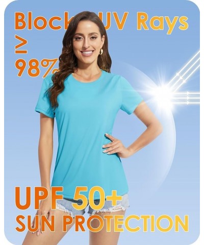 Women's Sun Shirts UPF 50+ UV Protection Short Sleeve Rash Guard Quick Dry Lightweight Top T-Shirts Swim Shirts Ice Blue $13....