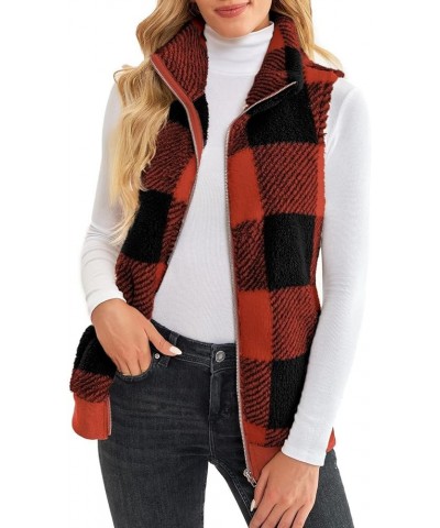 Vests for Women Fashion Fleece Jacket Sleeveless Coats Zip Up Cardigan Womens Vests in Outerwear with Pockets A-wine Red $17....