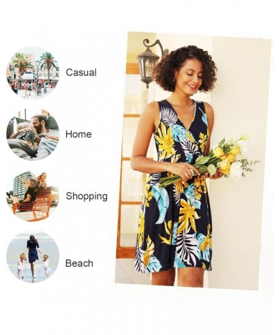 Womens Casual Sleeveless Dress V Neck Wrap Tunics Dresses Loose Comfy Beach Sundress with Pockets White Lily $17.15 Swimsuits