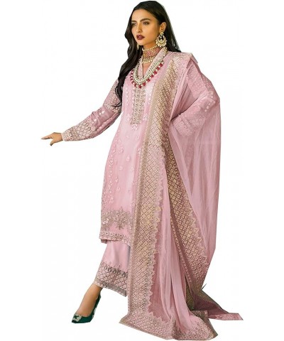 New Wedding Party wear Embroidered Salwar Kameez Indian Dress Ready to Wear Salwar Suit For Women 7112 Light Pink $43.34 Dresses