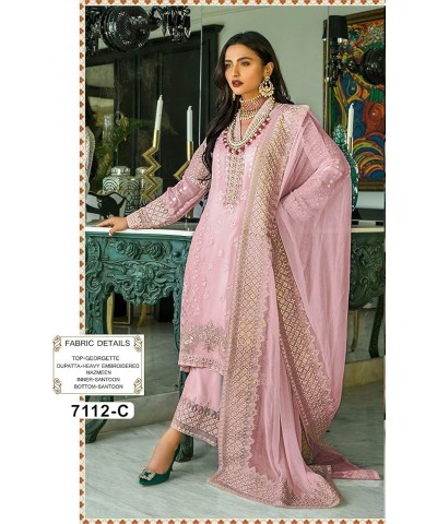 New Wedding Party wear Embroidered Salwar Kameez Indian Dress Ready to Wear Salwar Suit For Women 7112 Light Pink $43.34 Dresses