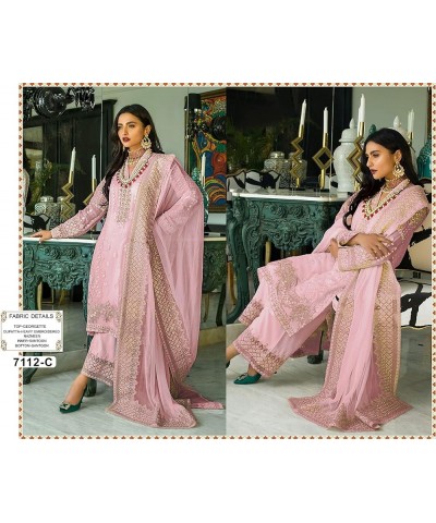 New Wedding Party wear Embroidered Salwar Kameez Indian Dress Ready to Wear Salwar Suit For Women 7112 Light Pink $43.34 Dresses