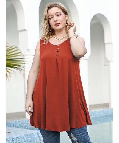 Tank Tops for Womens Summer Clothes Plus Size Sleevelss Tunic Button Down Shirts for Leggings Darkorange $8.54 Tanks