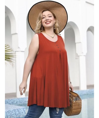 Tank Tops for Womens Summer Clothes Plus Size Sleevelss Tunic Button Down Shirts for Leggings Darkorange $8.54 Tanks