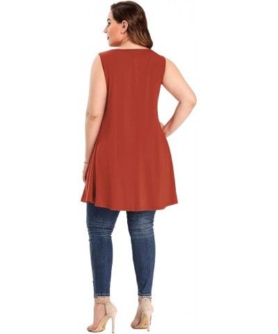 Tank Tops for Womens Summer Clothes Plus Size Sleevelss Tunic Button Down Shirts for Leggings Darkorange $8.54 Tanks