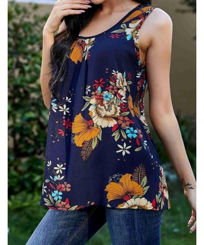 Womens Floral Tank Tops Pleated Sleeveless Tunic Tops Scoop Neck Summer Blouse Loose Casual Work Shirt A-pat1 $6.00 Tanks