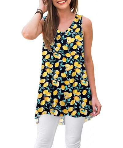 Women's Summer Sleeveless Tunic Casual V-Neck T-Shirt Tank Tops Blouse Lemon Black $10.79 Tops