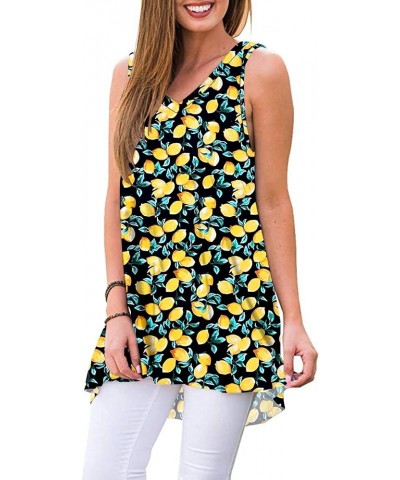 Women's Summer Sleeveless Tunic Casual V-Neck T-Shirt Tank Tops Blouse Lemon Black $10.79 Tops