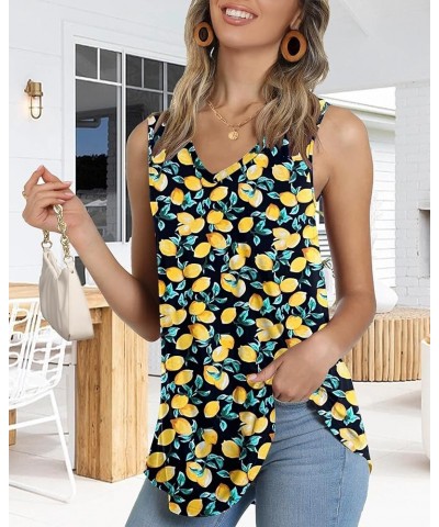 Women's Summer Sleeveless Tunic Casual V-Neck T-Shirt Tank Tops Blouse Lemon Black $10.79 Tops