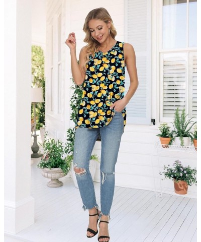 Women's Summer Sleeveless Tunic Casual V-Neck T-Shirt Tank Tops Blouse Lemon Black $10.79 Tops