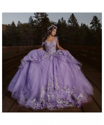 3D Floral Quinceanera Dresses Ball Gown Puffy Sparkly Tulle Sweet 16 Dresses Off Shoulder Lace Princess Dress Y120 Turquoise ...