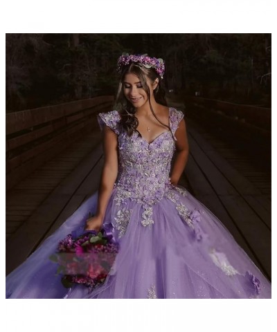 3D Floral Quinceanera Dresses Ball Gown Puffy Sparkly Tulle Sweet 16 Dresses Off Shoulder Lace Princess Dress Y120 Turquoise ...