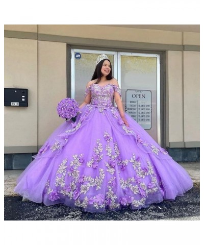 3D Floral Quinceanera Dresses Ball Gown Puffy Sparkly Tulle Sweet 16 Dresses Off Shoulder Lace Princess Dress Y120 Turquoise ...