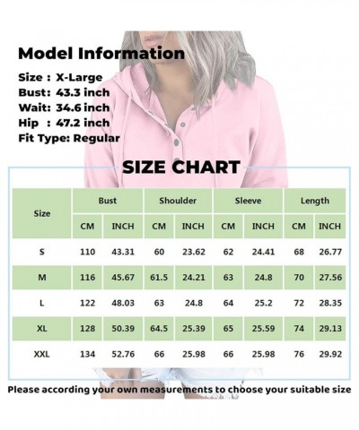 Hoodies for Women Button Collar Drawstring Sweatshirts Fall Clothes Pullover Dressy Casual Long Sleeve Tops with Pocket 4-blu...