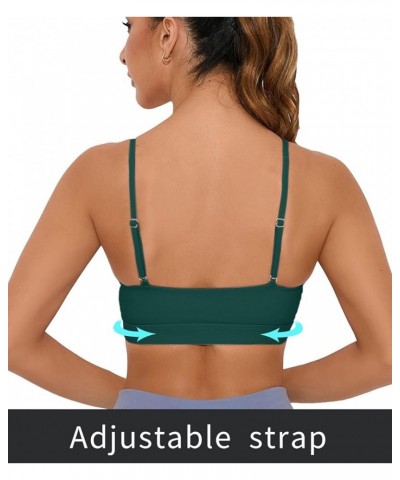 Women Adjustable Sports Bra Wirefree Racerback Workout Bras Sexy Thin Straps Yoga Sport Bras with Removable Pads Dark Green $...