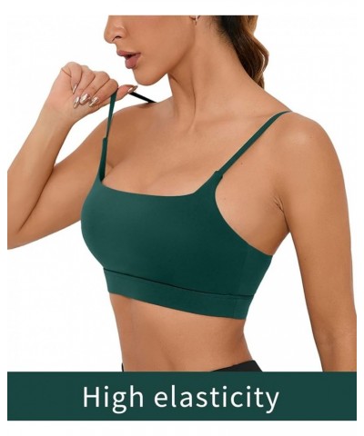 Women Adjustable Sports Bra Wirefree Racerback Workout Bras Sexy Thin Straps Yoga Sport Bras with Removable Pads Dark Green $...