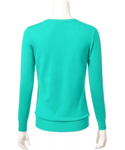 Women's Long Sleeve Button Down Lightweight Crewneck Knit Cardigan Sweater Mint $14.85 Sweaters