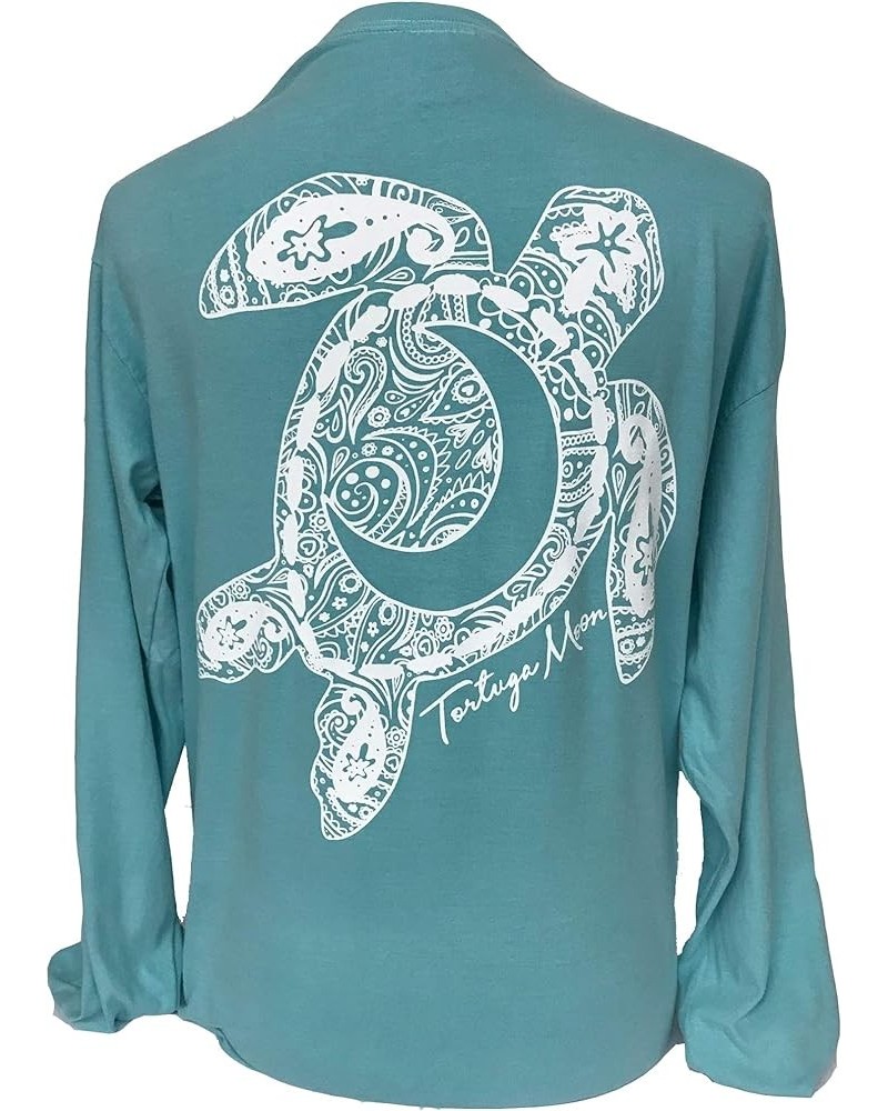 White Moon Turtle Long Sleeve Comfort Colors Shirt Chalky Mint $21.44 T-Shirts