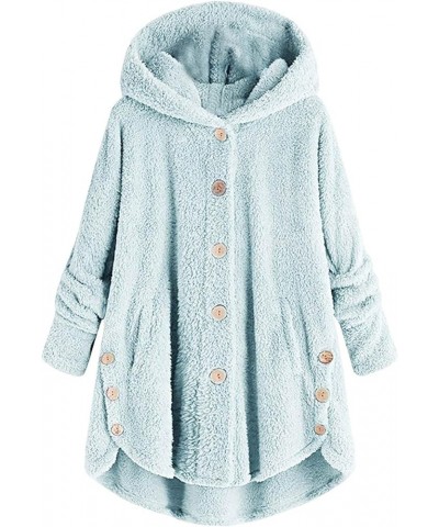 Womens Fleece Hoodie Fuzzy Sherpa Sweatshirts Button Down Jackets Warm Winter Loungewear Outfits 2023 J05-blue $11.39 Activewear