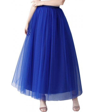 Womens A line Maxi Princess Tulle Tutu Skirt for Prom Party Royal Blue $13.80 Skirts