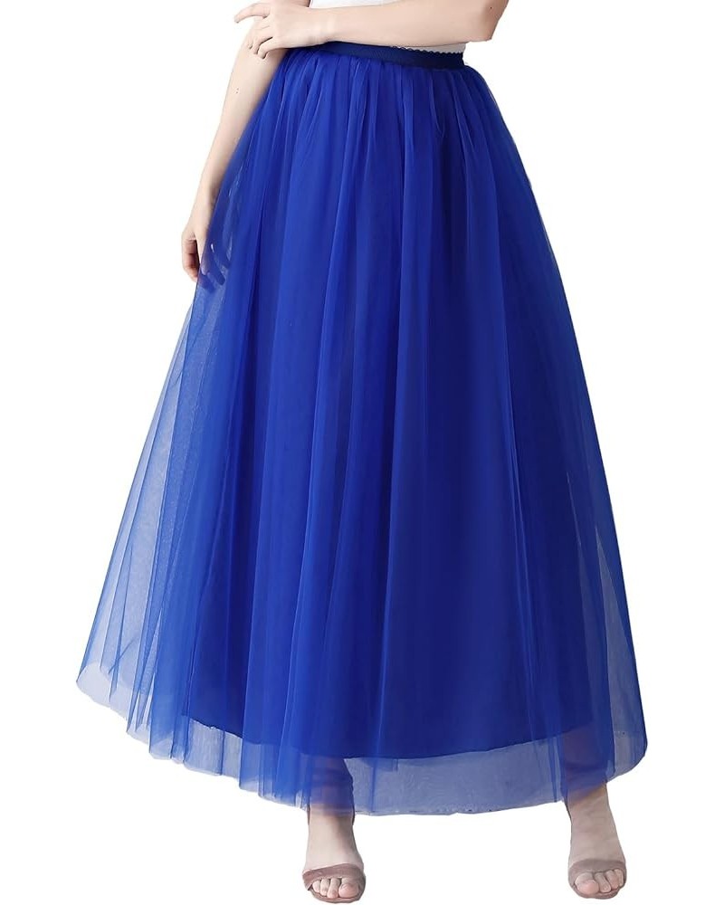 Womens A line Maxi Princess Tulle Tutu Skirt for Prom Party Royal Blue $13.80 Skirts