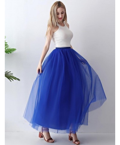 Womens A line Maxi Princess Tulle Tutu Skirt for Prom Party Royal Blue $13.80 Skirts