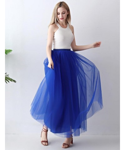 Womens A line Maxi Princess Tulle Tutu Skirt for Prom Party Royal Blue $13.80 Skirts