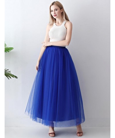 Womens A line Maxi Princess Tulle Tutu Skirt for Prom Party Royal Blue $13.80 Skirts