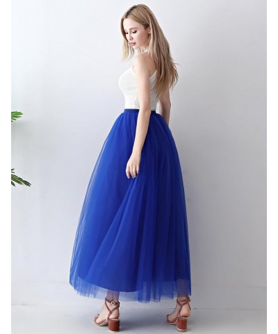 Womens A line Maxi Princess Tulle Tutu Skirt for Prom Party Royal Blue $13.80 Skirts