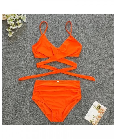 Womens Two Piece Swimsuits Wrap Front Twist Bikini High Waisted Bottom Tummy Control Bathing Suits Solid Color Swimwear 06-or...