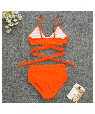 Womens Two Piece Swimsuits Wrap Front Twist Bikini High Waisted Bottom Tummy Control Bathing Suits Solid Color Swimwear 06-or...