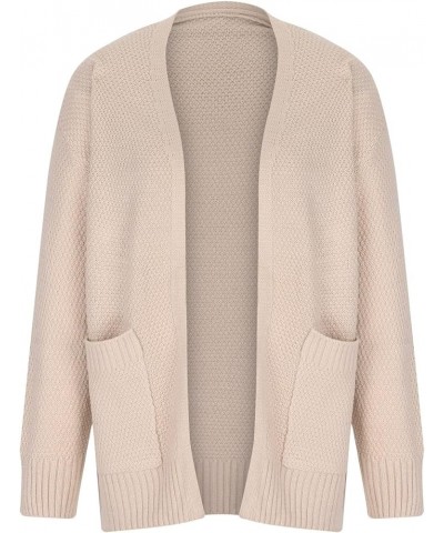 Women Open Front Casual Loose Cardigan Sweater Long Sleeve Comfy Soft 2023 Fall Cardigans with Pockets 02 Beige $14.21 Sweaters