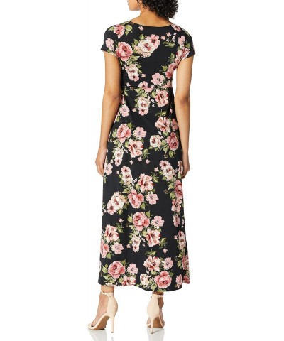 Women's Short Sleeve Twist-Front Maxi, Dark Floral, X-Large $17.37 Blouses