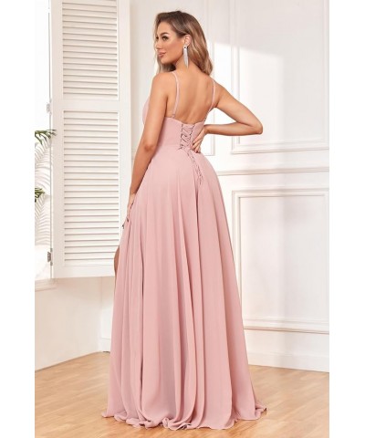 Deep V-Neck Bridesmaid Dresses 2024 Long Chiffon Slit Twisted Front Formal Evening Gown with Pockets Taupe $32.44 Dresses