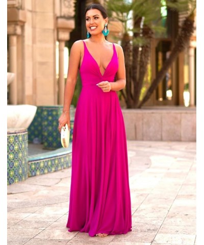 Deep V-Neck Bridesmaid Dresses 2024 Long Chiffon Slit Twisted Front Formal Evening Gown with Pockets Taupe $32.44 Dresses