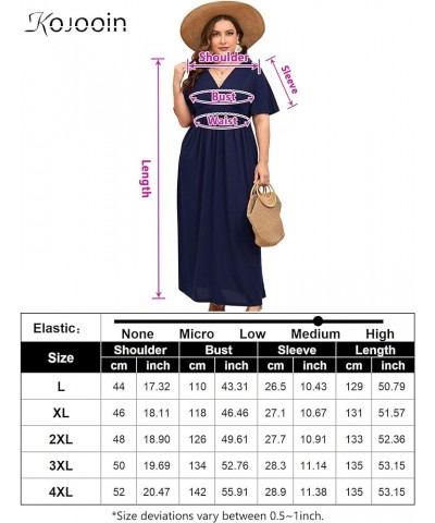 Women's Plus Size Summer Casual Long Dress Short Sleeve V Neck Empire Waist Beach Dresses Plus Size Party Dress S-navy Blue $...