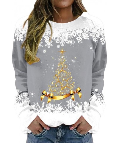 Women's Round Neck Sweatshirt Long Sleeved Raglan Santa Printed Top Fall Winter Fashion Christmas Casual Sweater C-grey $9.32...