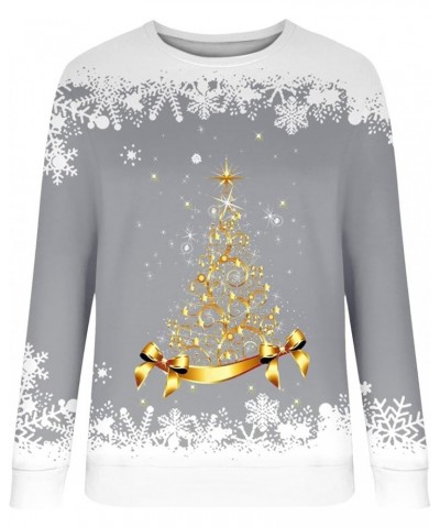 Women's Round Neck Sweatshirt Long Sleeved Raglan Santa Printed Top Fall Winter Fashion Christmas Casual Sweater C-grey $9.32...